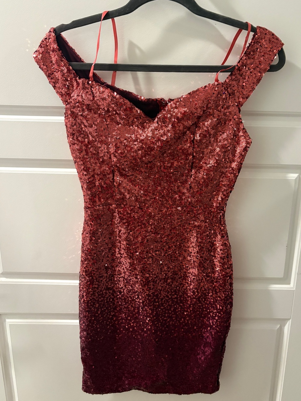 Trac Pink Ombré Sequin Off-Shoulder Mini Dress
